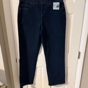 Lee Deep Indigo Relaxed Fit Straight Leg Jeans stretch Waist 12 Short NEW